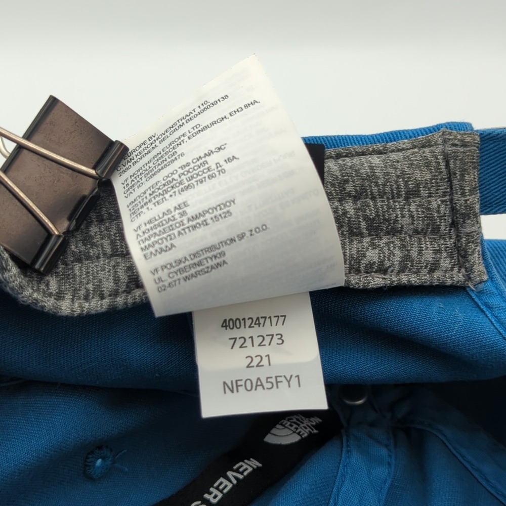 The North Face Hat Cap Horizontal Spell Out Logo Unisex Blue One Size Adjustable - Picture 15 of 16